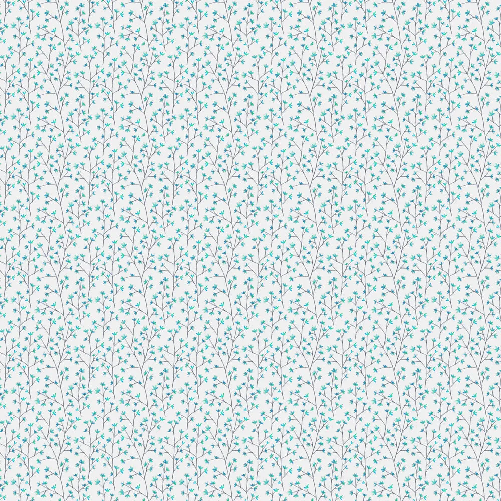 Ophelia Printed Linen Fabric (By The Metre) Cornflower Blue