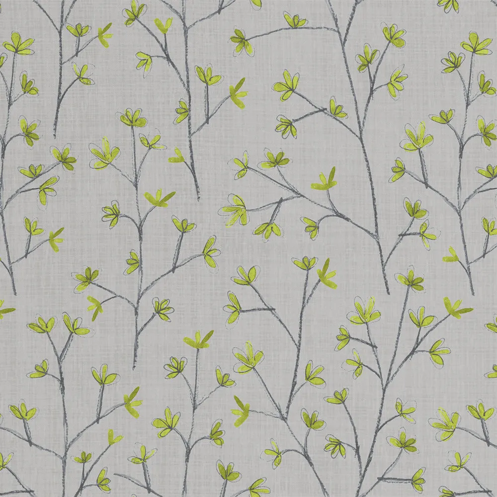 Ophelia Printed Linen Fabric Remnant Lime