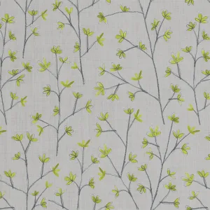Ophelia Printed Linen Fabric Remnant Lime
