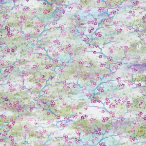 Oriental Gardens - Cherry Blossoms Magenta Digitally Printed Yardage