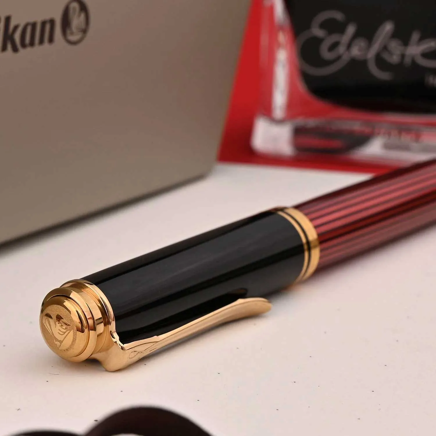 Pelikan M400 Fountain Pen - Black Red GT