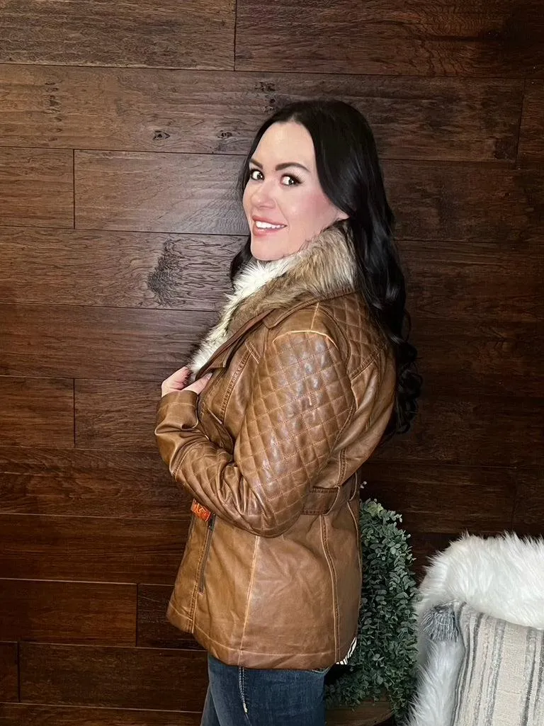 Scully Faux fur trim ladies jacket.