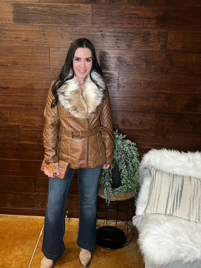Scully Faux fur trim ladies jacket.