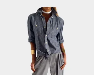 Silver Blue Long Sleeve Shirt - The Hamptons