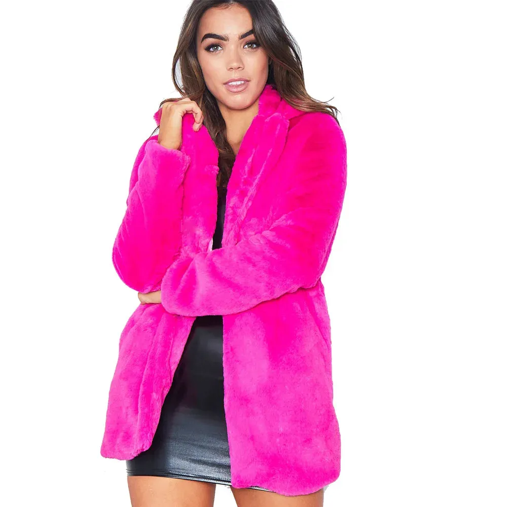 SISJULY Womens Faux Fur Coat