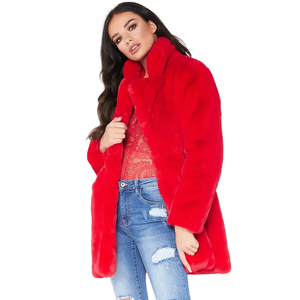 SISJULY Womens Faux Fur Coat