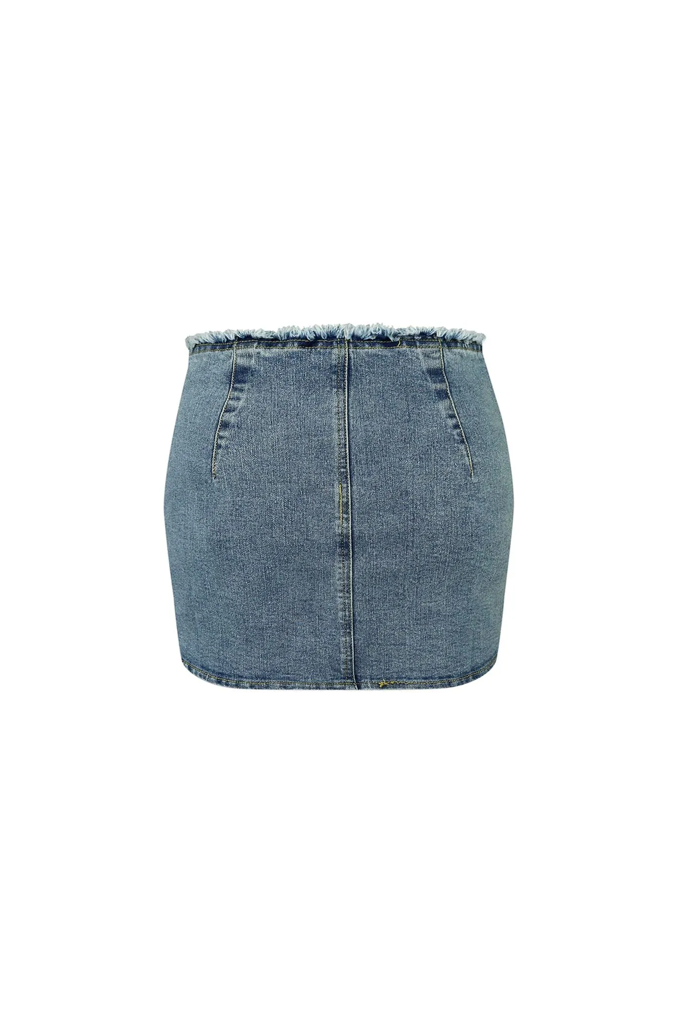 Stand Up Distressed Washed Denim Skirt
