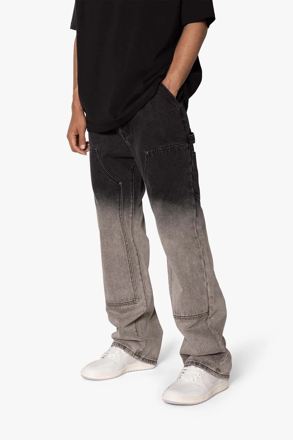 Ultra Baggy Gradient Double Knee Denim - Black/Grey