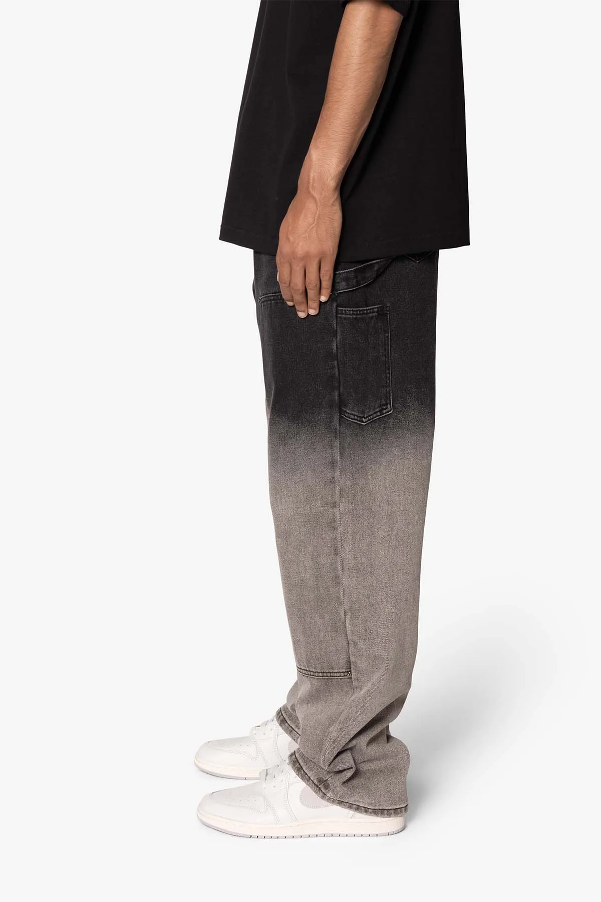 Ultra Baggy Gradient Double Knee Denim - Black/Grey