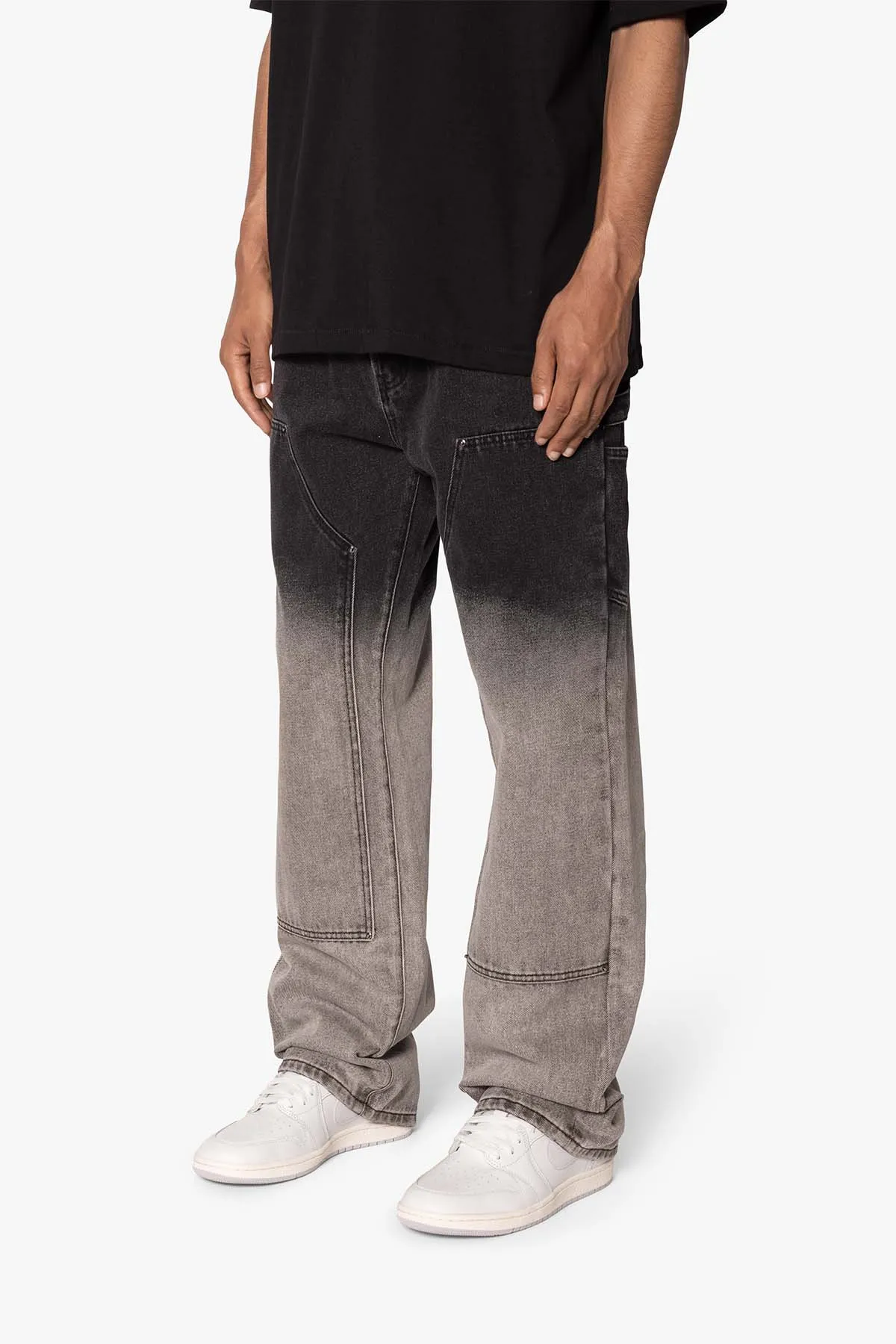 Ultra Baggy Gradient Double Knee Denim - Black/Grey