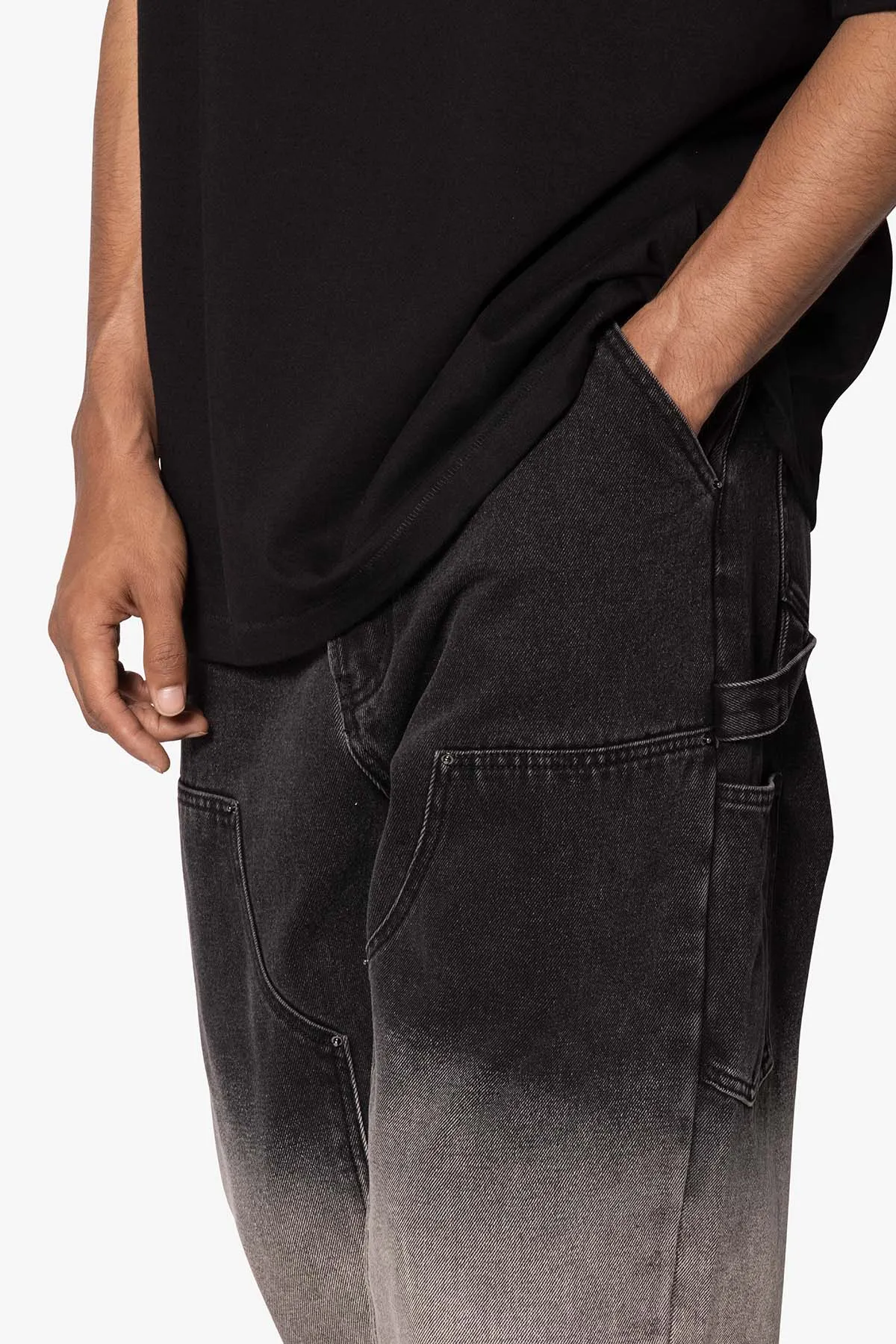 Ultra Baggy Gradient Double Knee Denim - Black/Grey