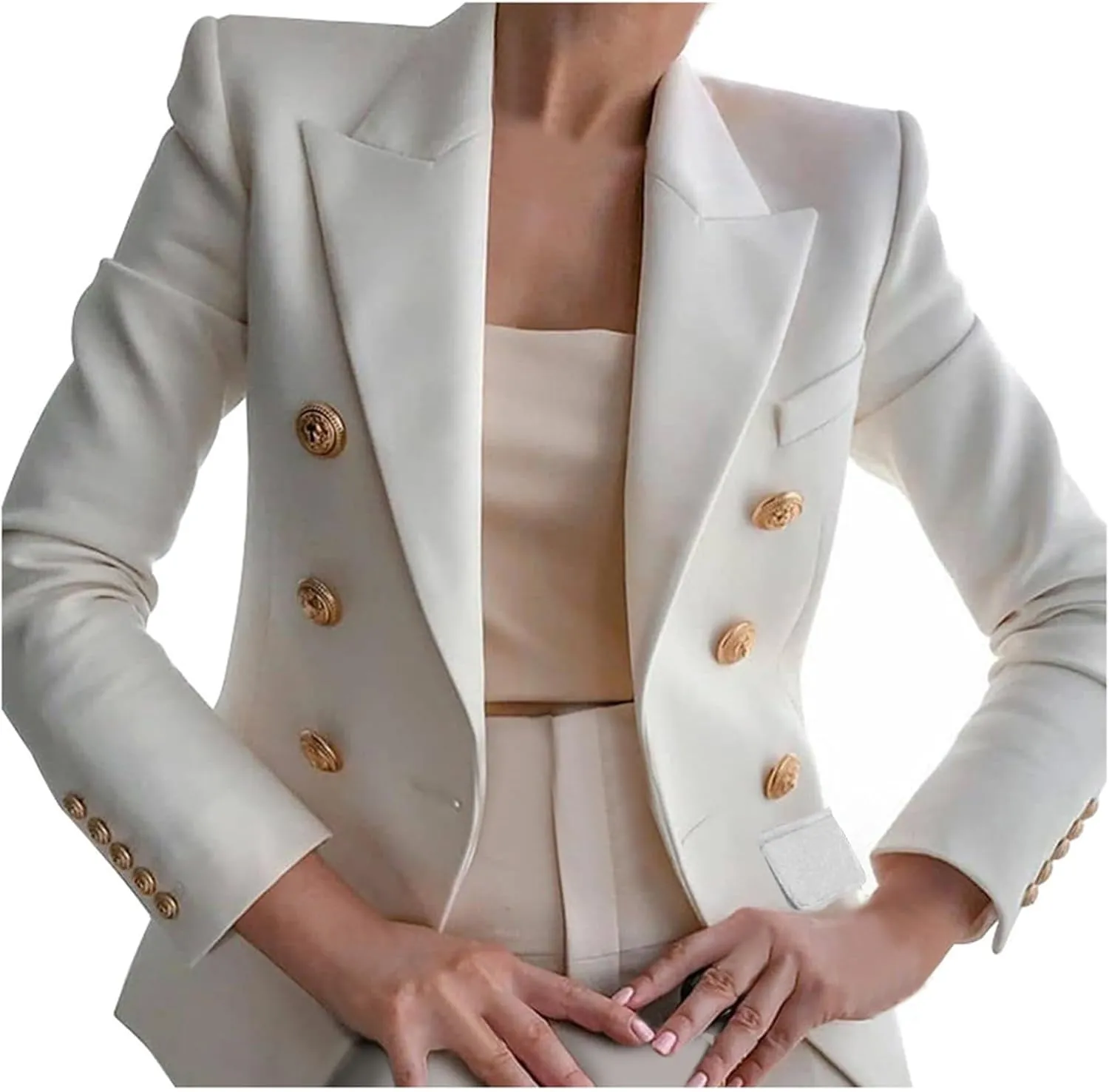 Womens Blazers Dressy Casual Long Sleeve Double Breasted Suit Jackets Classic Fitted Work Office Blazer Clothes