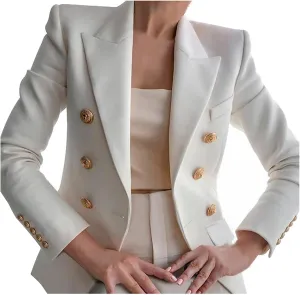 Womens Blazers Dressy Casual Long Sleeve Double Breasted Suit Jackets Classic Fitted Work Office Blazer Clothes