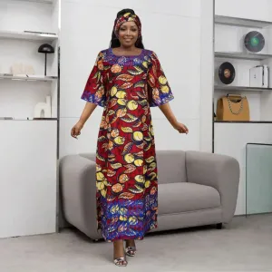 Women’s Embroidered Bazin Floral Boho Dresses – Rich Long Robes for Traditional Parties and Weddings
