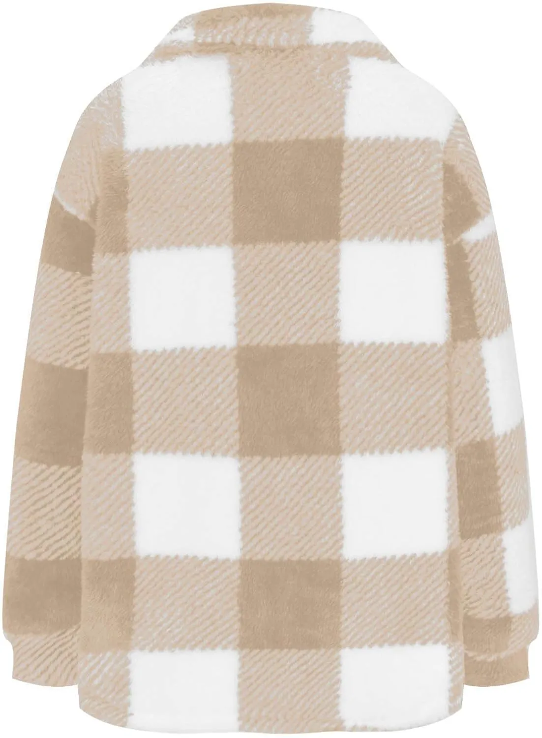 Womens Fleece Plaid Shackets Lapel Button Down Jackets Casual Long Sleeve Flannel Shirts Trendy Clothes Fall Winter