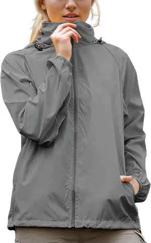 Women's Lightweight Rain Jacket Waterproof Packable Raincoat Sun Protection Hoodies Golf Hiking Travel Windbreaker