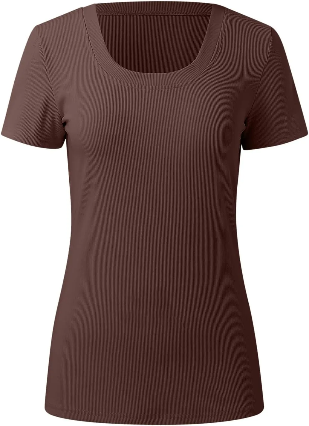 Womens Summer Short Sleeve Tops Square Neck Ribbed Slim Fitted Shirts Casual Tee Tshirt Couples Christmas Shirts