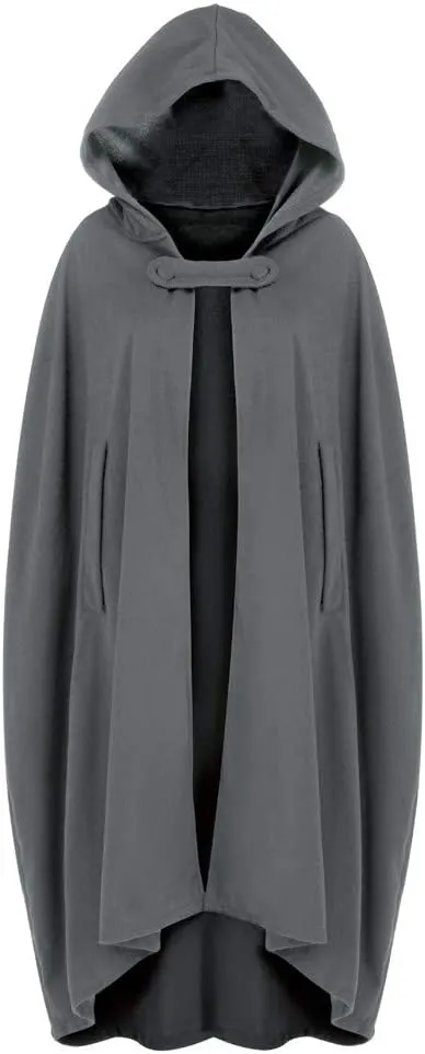 XUNRYAN Womens Cloak Wool Blend Cape Coat Hooded Cloak Maxi Long Cardigans Open Front Poncho Outwear Halloween Costume