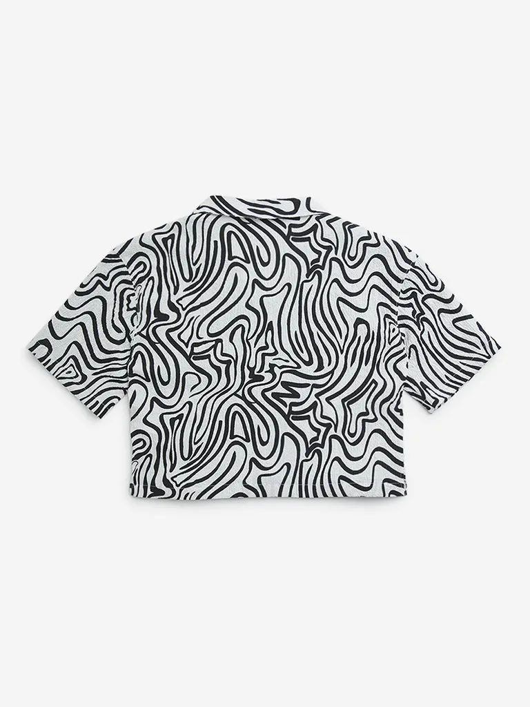 Y&F Kids Black Abstract Design Shirt