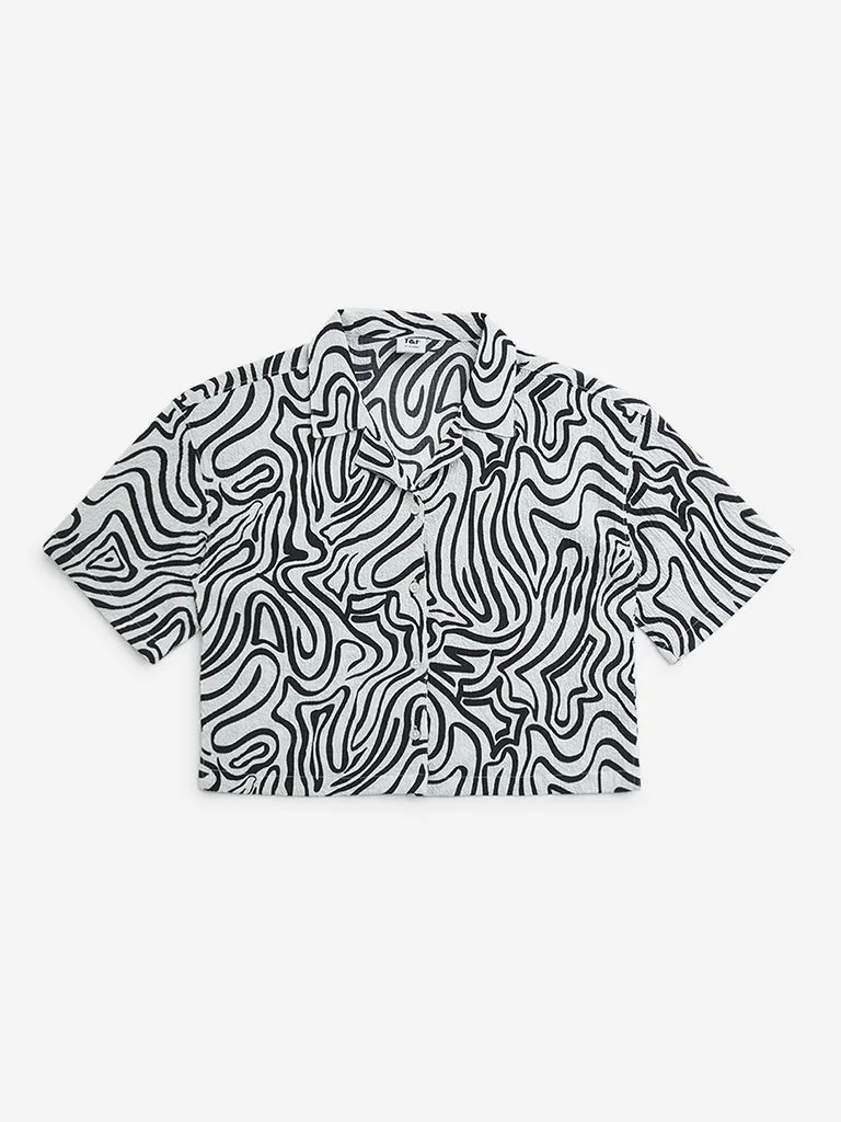 Y&F Kids Black Abstract Design Shirt