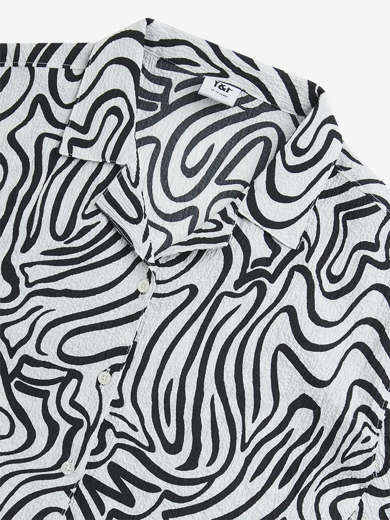 Y&F Kids Black Abstract Design Shirt